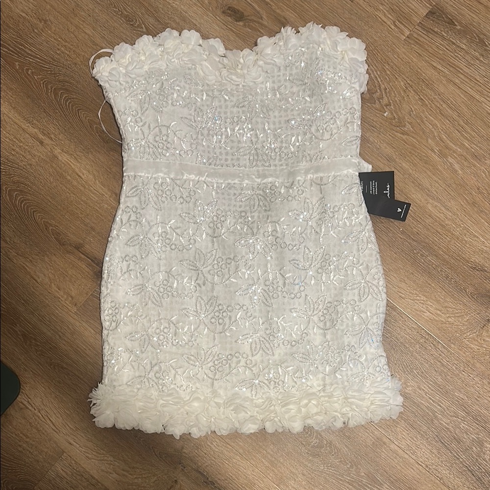 Lulu's Ivory Floral Lace Dress